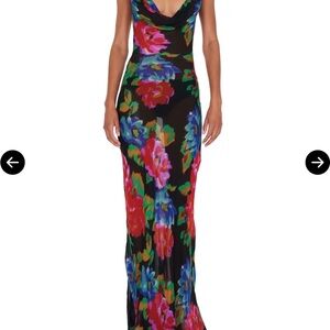 Rat & Boa Black Floral Cowl Maxi Dress with Vibrant Blooms